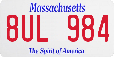 MA license plate 8UL984