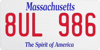 MA license plate 8UL986