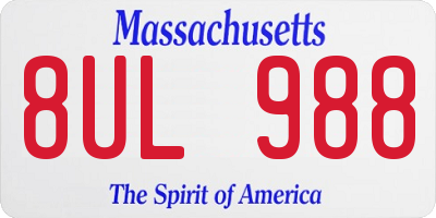 MA license plate 8UL988
