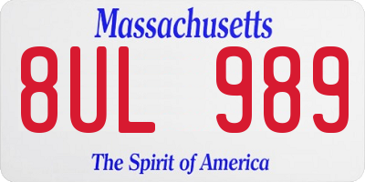 MA license plate 8UL989