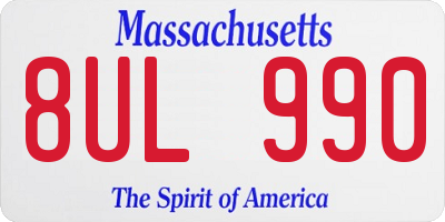 MA license plate 8UL990
