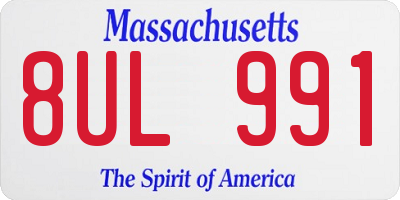 MA license plate 8UL991