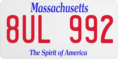 MA license plate 8UL992