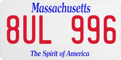MA license plate 8UL996