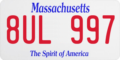 MA license plate 8UL997