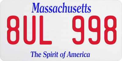 MA license plate 8UL998