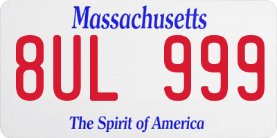 MA license plate 8UL999