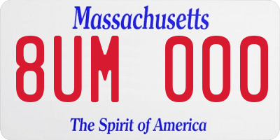MA license plate 8UM000