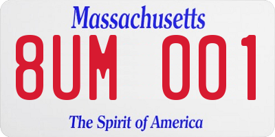 MA license plate 8UM001