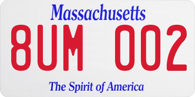 MA license plate 8UM002