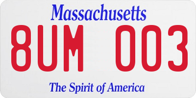 MA license plate 8UM003