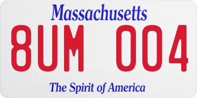 MA license plate 8UM004