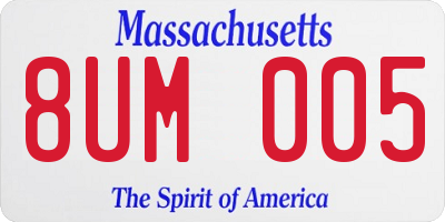 MA license plate 8UM005