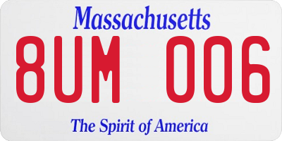 MA license plate 8UM006