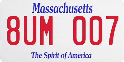 MA license plate 8UM007