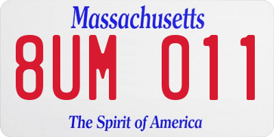 MA license plate 8UM011