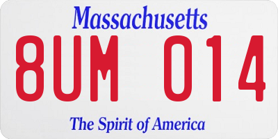 MA license plate 8UM014