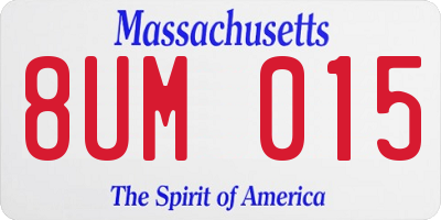 MA license plate 8UM015