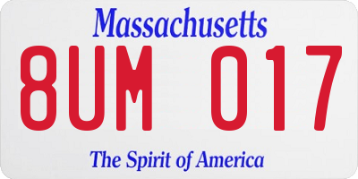 MA license plate 8UM017