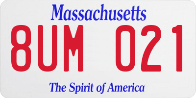 MA license plate 8UM021