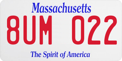 MA license plate 8UM022
