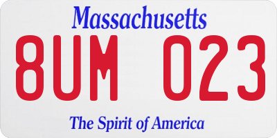MA license plate 8UM023