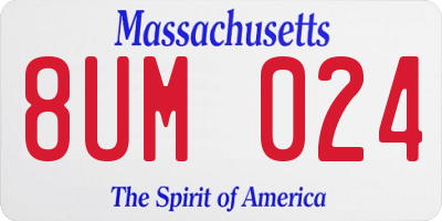 MA license plate 8UM024