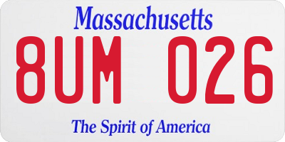 MA license plate 8UM026