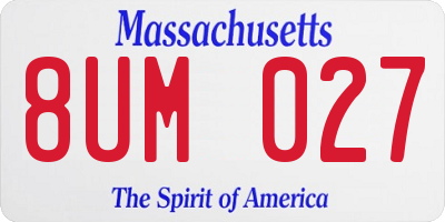 MA license plate 8UM027