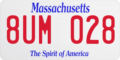MA license plate 8UM028