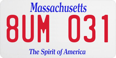 MA license plate 8UM031