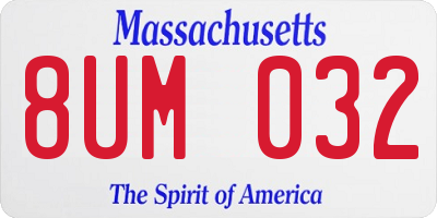 MA license plate 8UM032