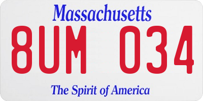 MA license plate 8UM034