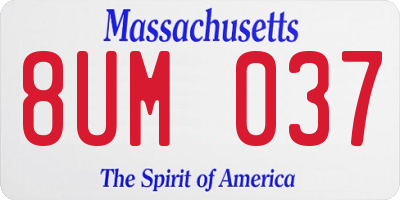 MA license plate 8UM037