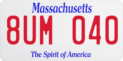 MA license plate 8UM040