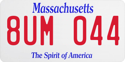 MA license plate 8UM044