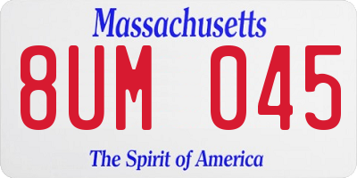 MA license plate 8UM045