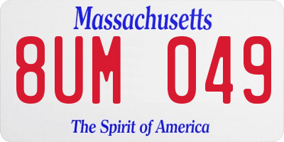MA license plate 8UM049