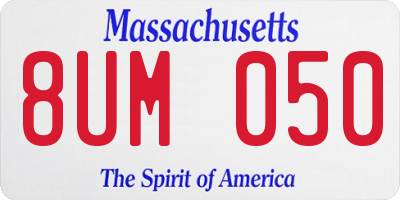 MA license plate 8UM050