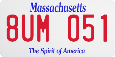 MA license plate 8UM051
