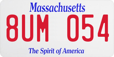 MA license plate 8UM054