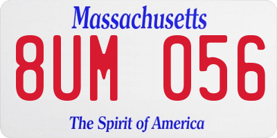 MA license plate 8UM056