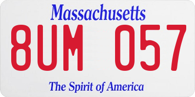 MA license plate 8UM057