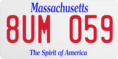 MA license plate 8UM059