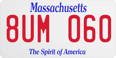 MA license plate 8UM060