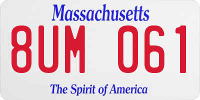 MA license plate 8UM061