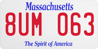 MA license plate 8UM063