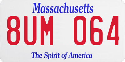 MA license plate 8UM064