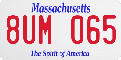 MA license plate 8UM065