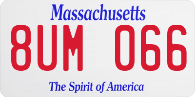 MA license plate 8UM066